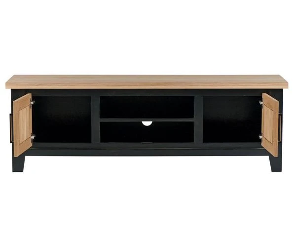 Grand Meuble Télé 2 Portes 2 Niches Bicolore Style Loft « Ashland » – Image 4