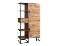 Bibliothèque 97 Cm Métal Et Bois Massif "Design"
