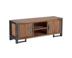 Meuble TV Teck Naturel Recyclé Et Métal 2 Portes "WALES"