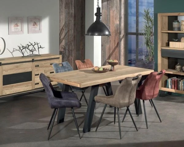 Table Basse Industrielle Bicolore En Bois Massif Avec Tiroir "Cardiff" – Image 3