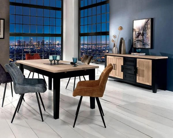 Grande Enfilade Bicolore Style Loft Bois Massif Et Métal « Ashland » – Image 7