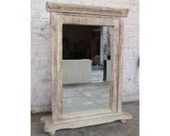 Miroir Indien Avec Cadre Bois Sculpté ModÚle Unique "Vieille Porte"
