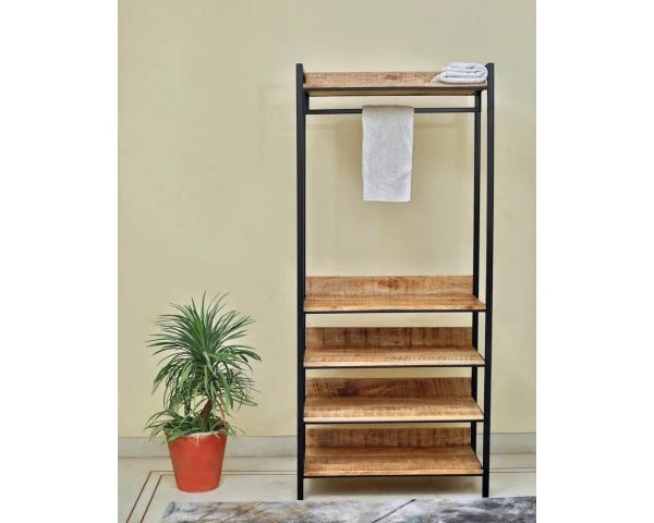 Armoire Factory Bois Et Métal 5 étagères 1 Tringle "Atelier" – Image 3