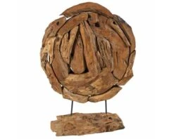 Sculpture Déco Ronde En Racine Teck Massif "Bois"
