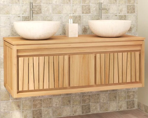 Meuble Sous Vasque Suspendu En Teck 120 Cm "Doko" – Image 2