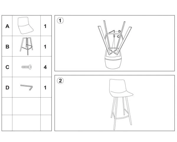 Lot De 2 Chaises De Bar Noires "For" Esprit Vintage PU Et Métal – Image 4