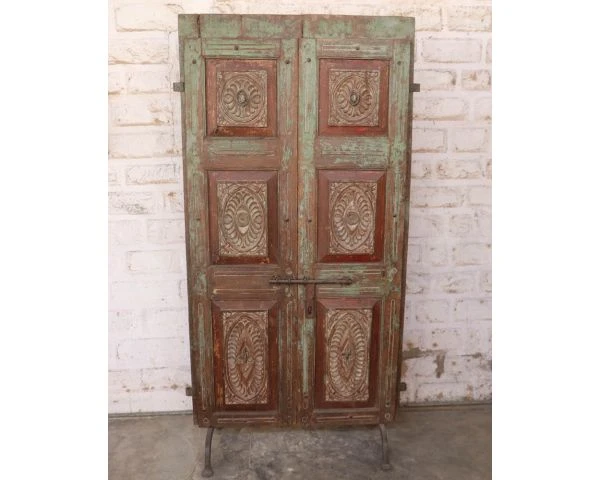 Panneau De Décoration Style Indien Bois Patiné Massif "Vieille Porte"