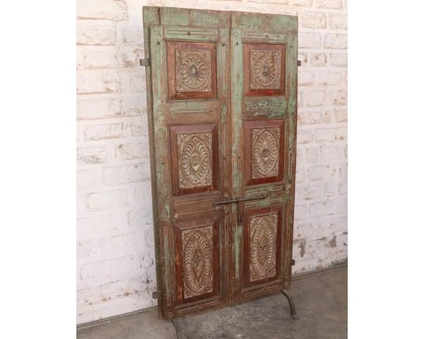Panneau De Décoration Style Indien Bois Patiné Massif "Vieille Porte" – Image 2