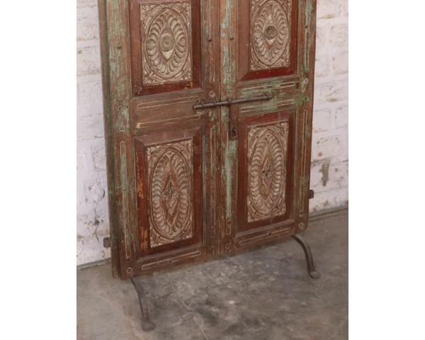 Panneau De Décoration Style Indien Bois Patiné Massif "Vieille Porte" – Image 3