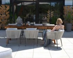 Lot De 2 Chaises De Jardin Design Tissu Et Alu Champagne "Cheverny"