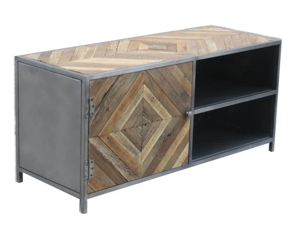 Meuble TV Métal Bois Industriel 120cm "Wood" – Image 8