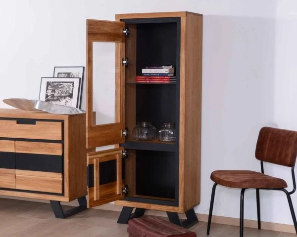 Vitrine En Chêne Moderne 2 Portes "Toly" Haut. 170 Cm – Image 2