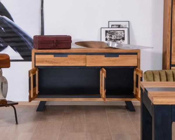 Bahut Contemporain "Toly" 3 Portes 2 Tiroirs En Chêne Massif Huilé – Image 3