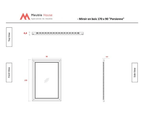 Miroir En Bois 170 X 90 Cm "Persienne" – Image 4