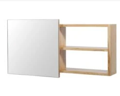Etagère En Teck Avec Miroir Coulissant 120x60 Cm