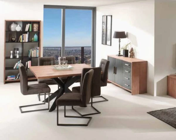 Table De Repas Carrée En Teck Pied Métal 130 Cm "Zenia" – Image 2