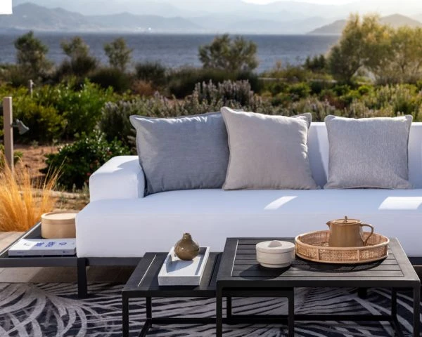 Canapé D'angle Extérieur Blanc Et Noir Imitation Cuir "Lakpura Beach" – Image 3