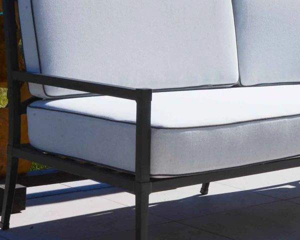 Salon De Jardin Classique Gris 3 Pièces En Alu Et Tissu "Chambord" – Image 6