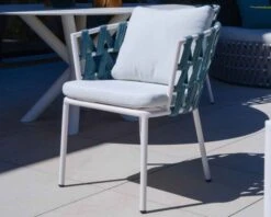 Lot De 2 Chaises De Jardin Design "Saumur" Alu, Tissu Et Corde Bleue