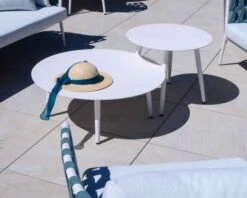 Ensemble De 2 Tables Basses Rondes En Aluminium Blanc "Saumur"