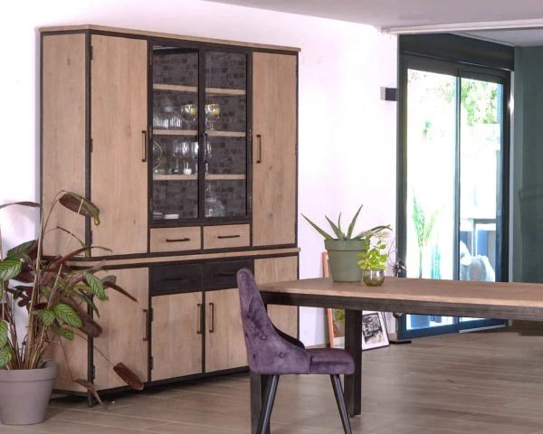 Grand Vaisselier Esprit Atelier Bois Massif Métal "Saturne Coeval" – Image 2