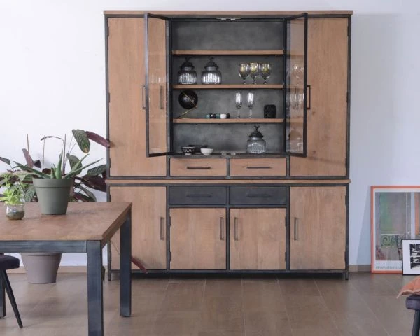 Grand Vaisselier Esprit Atelier Bois Massif Métal "Saturne Coeval" – Image 5