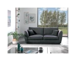 Canapé Ultra Confort 3/4 Personnes Tissu Gris Foncé "Soring"
