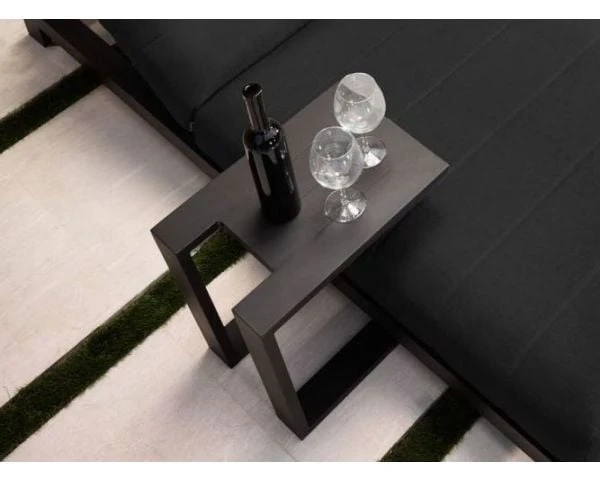 Table D'appoint Design En Aluminium Gris Anthracite "Lazy Beach"