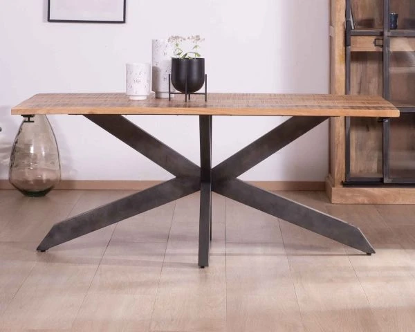 Table De Repas Extensible 180-260cm Pied étoile Bois Métal "Caractère" – Image 8