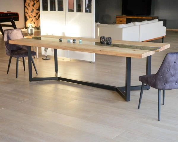 Table à Manger Contemporaine Métal, Bois Et Verre "Cassiopée" 280 Cm – Image 3