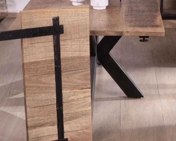 Table De Repas Extensible 180-260cm Pied étoile Bois Métal "Caractère" – Image 5