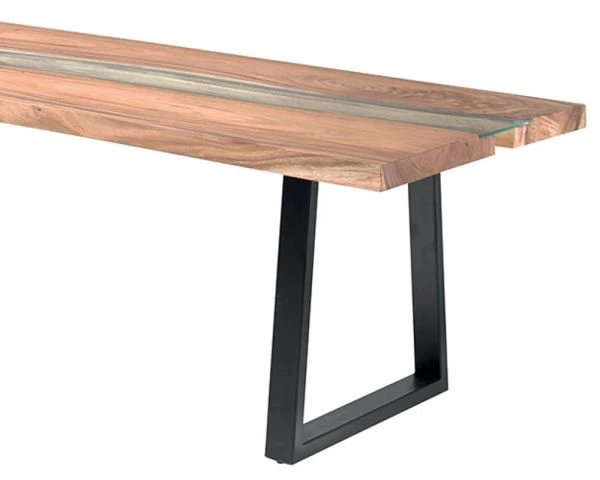 Table De Repas Métal Verre Et Bois Style Contemporain 190 Cm "Zenia" – Image 4
