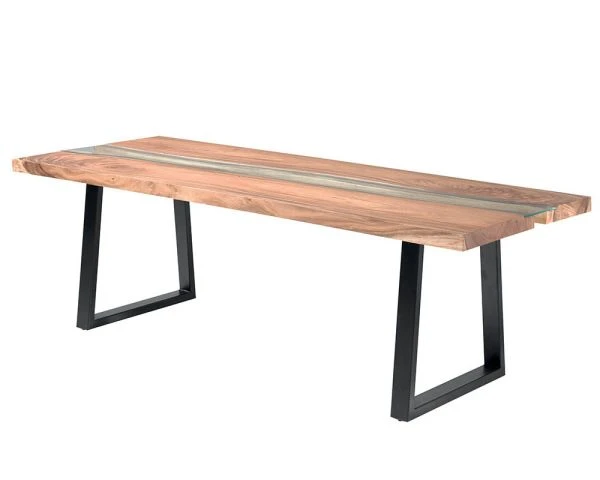 Table De Repas Métal Verre Et Bois Style Contemporain 190 Cm "Zenia" – Image 3