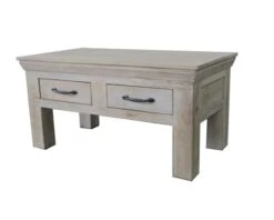 Table Basse Style Persienne "Valencia" Bois Exotique Blanchi