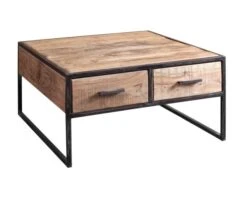 Table Basse Carrée Bois Massif Et Métal "Urban Métal"
