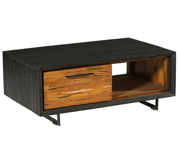 Table Basse En Bois Recyclé Teck Et Métal "Ilowa" – Image 2