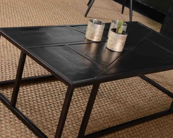 Table Basse Noire Industrielle Rectangulaire 130 Cm "Caractère" – Image 2