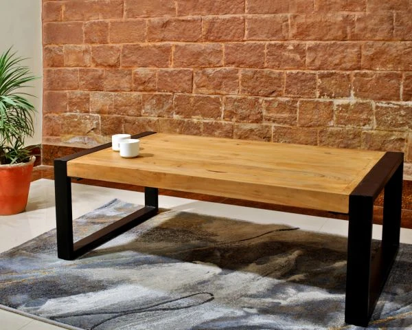 Table Basse Rectangle De Style Industriel Métal Et Bois "Montréal" – Image 2