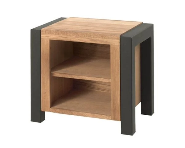 Table De Chevet En Métal Noir Et Bois Massif "Catane" – Image 2