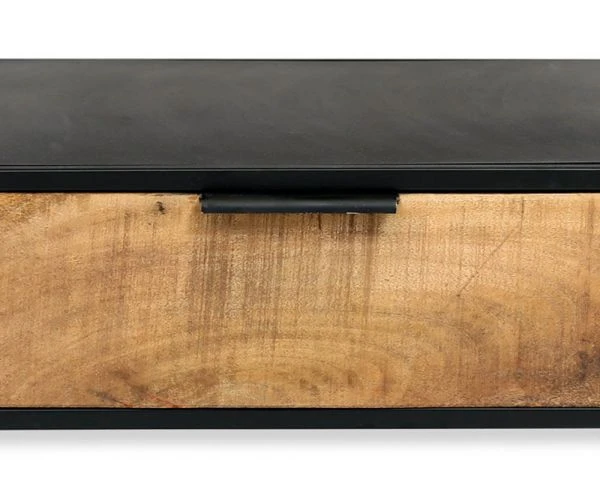 Table De Chevet Industrielle Noire Et Bois 1 Tiroir "Atelier" – Image 6