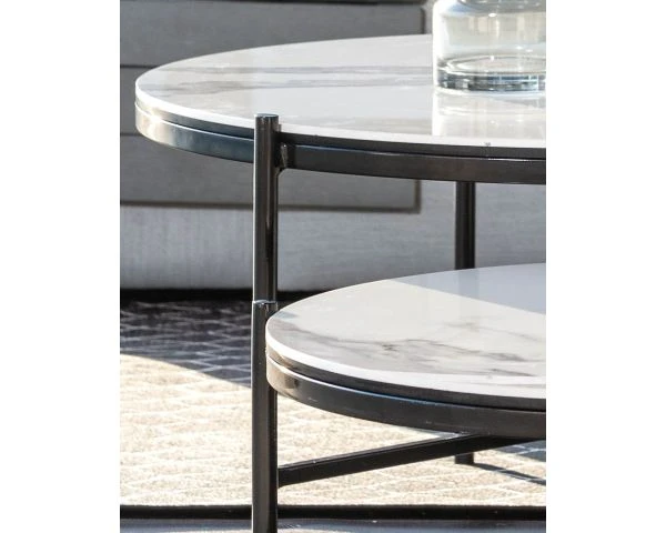 Table Basse En Céramique Et Aluminium, Diam.60 "Lazy Beach" – Image 3