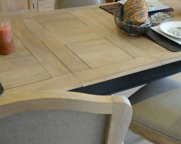 Table à Manger Extensible Noire Et Bois Naturel "Legacy" Style Shabby – Image 8