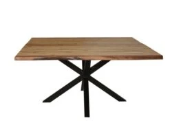 Table De Repas Carrée Pied 3D Métal Central "Zen Black" 150 Cm