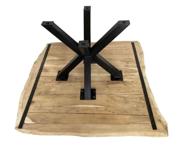 Table Carrée 150x150 Cm En Métal Et Bois Exotique "3D" – Image 6