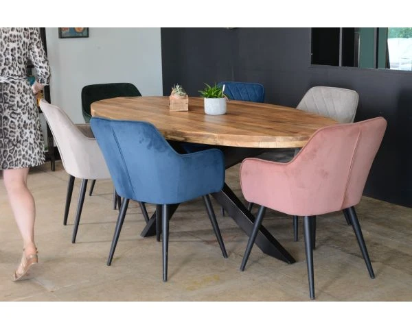 Grande Table Ovale En Bois Et Métal 240x120 Cm "Andy"