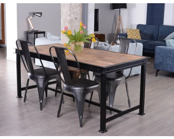 Table De Repas Métal Et Bois Massif En 180 Cm "IPN"