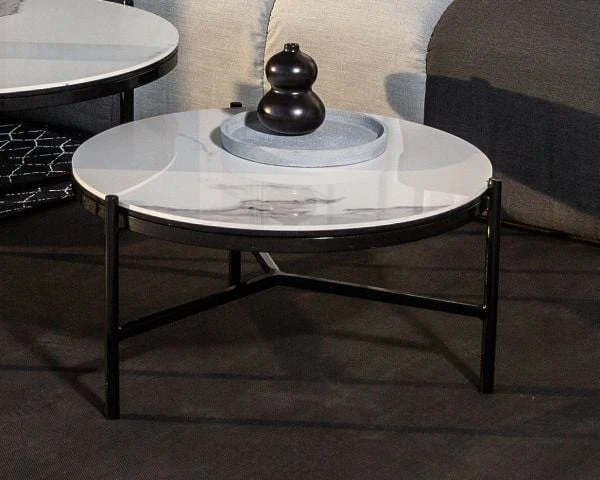 Table Basse En Céramique Et Aluminium, Diam.60 "Lazy Beach" – Image 4