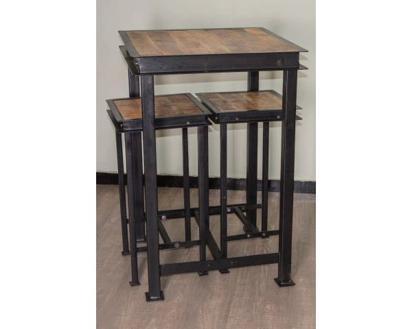 Table Haute Carrée Métal Et Bois 70x70cm "IPN" – Image 5