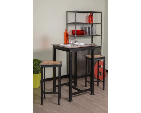 Table Haute Carrée Métal Et Bois 70x70cm "IPN" – Image 7