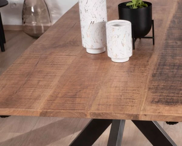 Table De Repas Extensible 180-260cm Pied étoile Bois Métal "Caractère" – Image 4